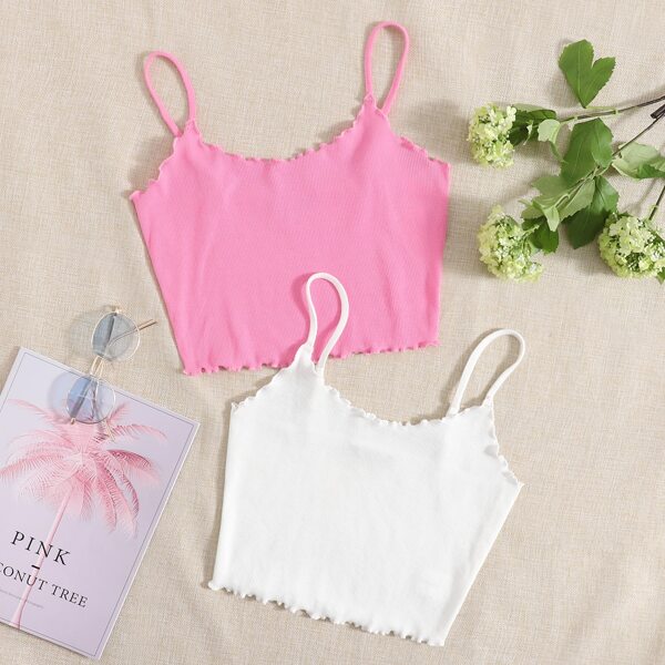 

2 Pack Lettuce Trim Cami Top, Multicolor
