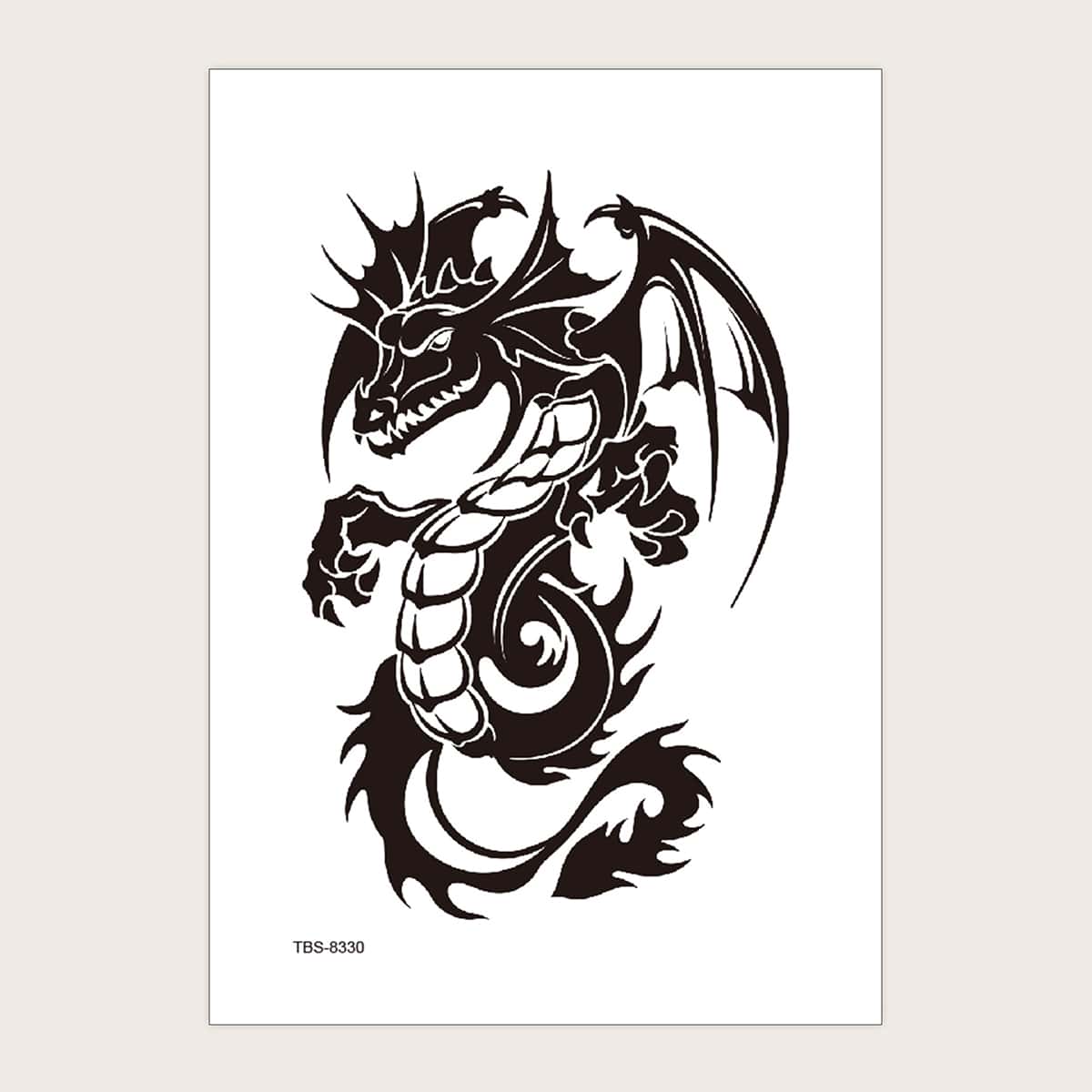 

1Sheet Western Dragon Pattern Tattoo Sticker, Black