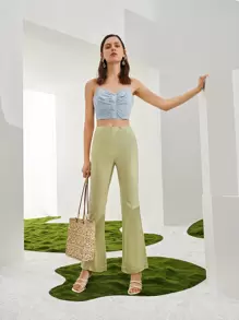 SHEIN Pantalones acampanados - Verde Lima - Ver 2