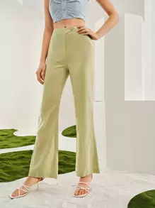 SHEIN Pantalones acampanados - Verde Lima - Ver 3