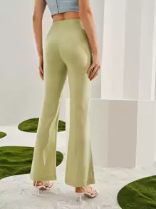 SHEIN Pantalones acampanados - Verde Lima - Ver 5