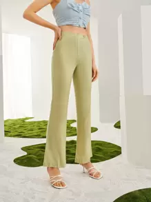 SHEIN Pantalones acampanados - Verde Lima - Ver 6