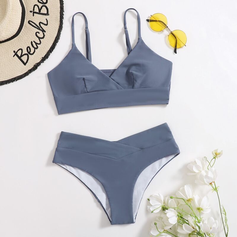

Solid Bikini Swimsuit, Dusty blue