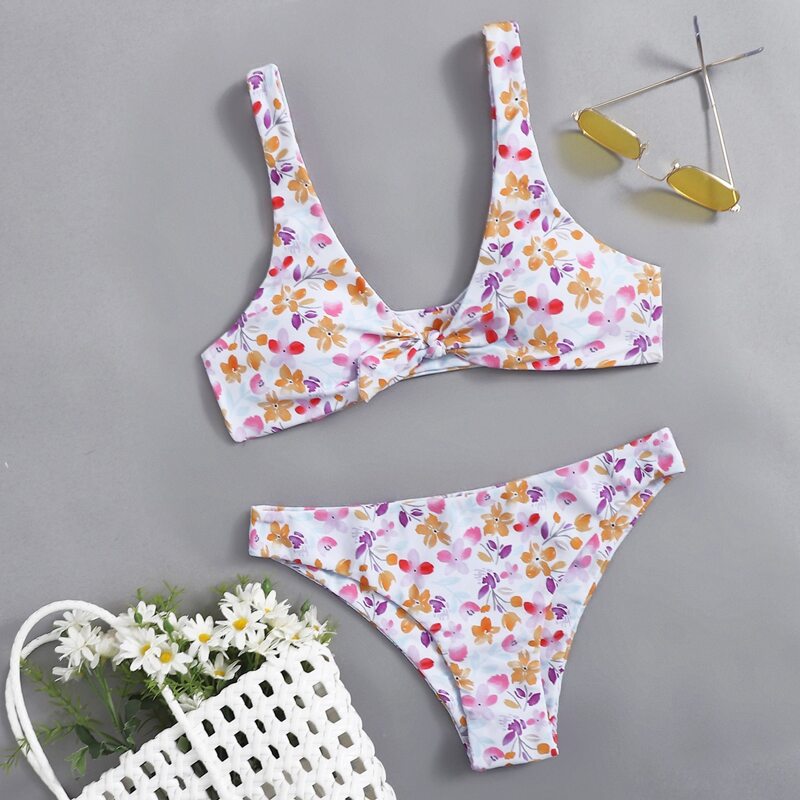 

Ditsy Flower Knot Bikini Swimsuit, Multicolor