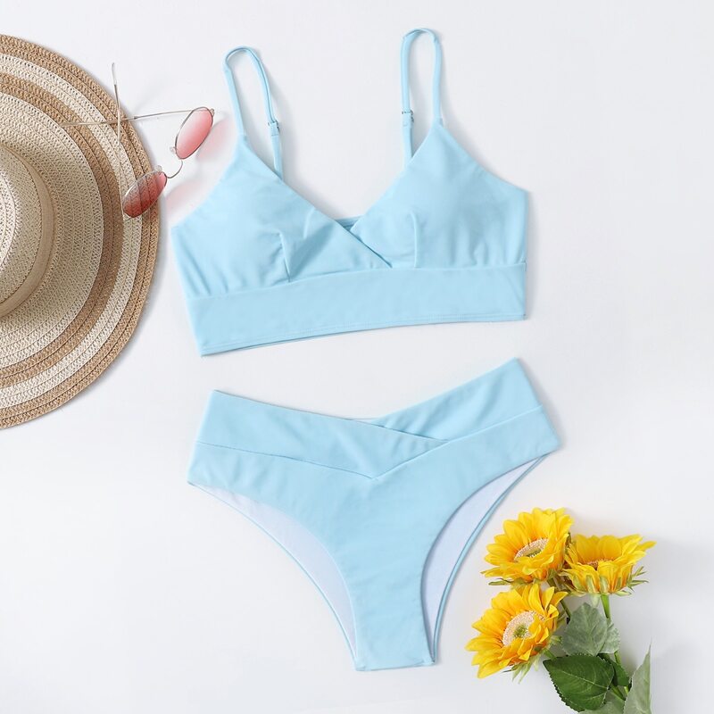 

Solid Bikini Swimsuit, Baby blue