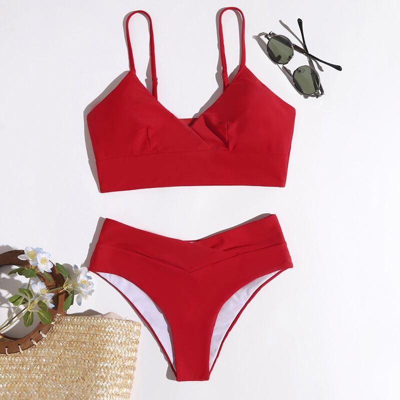 

Solid Bikini Swimsuit, Burgundy
