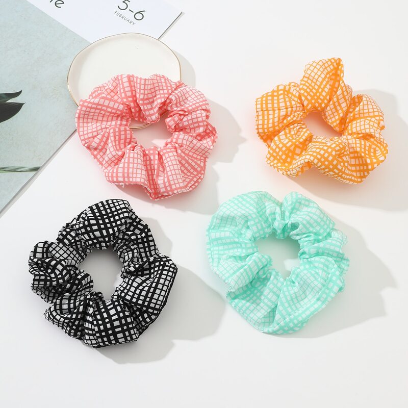 

3pcs Random Gingham Scrunchie, Multicolor