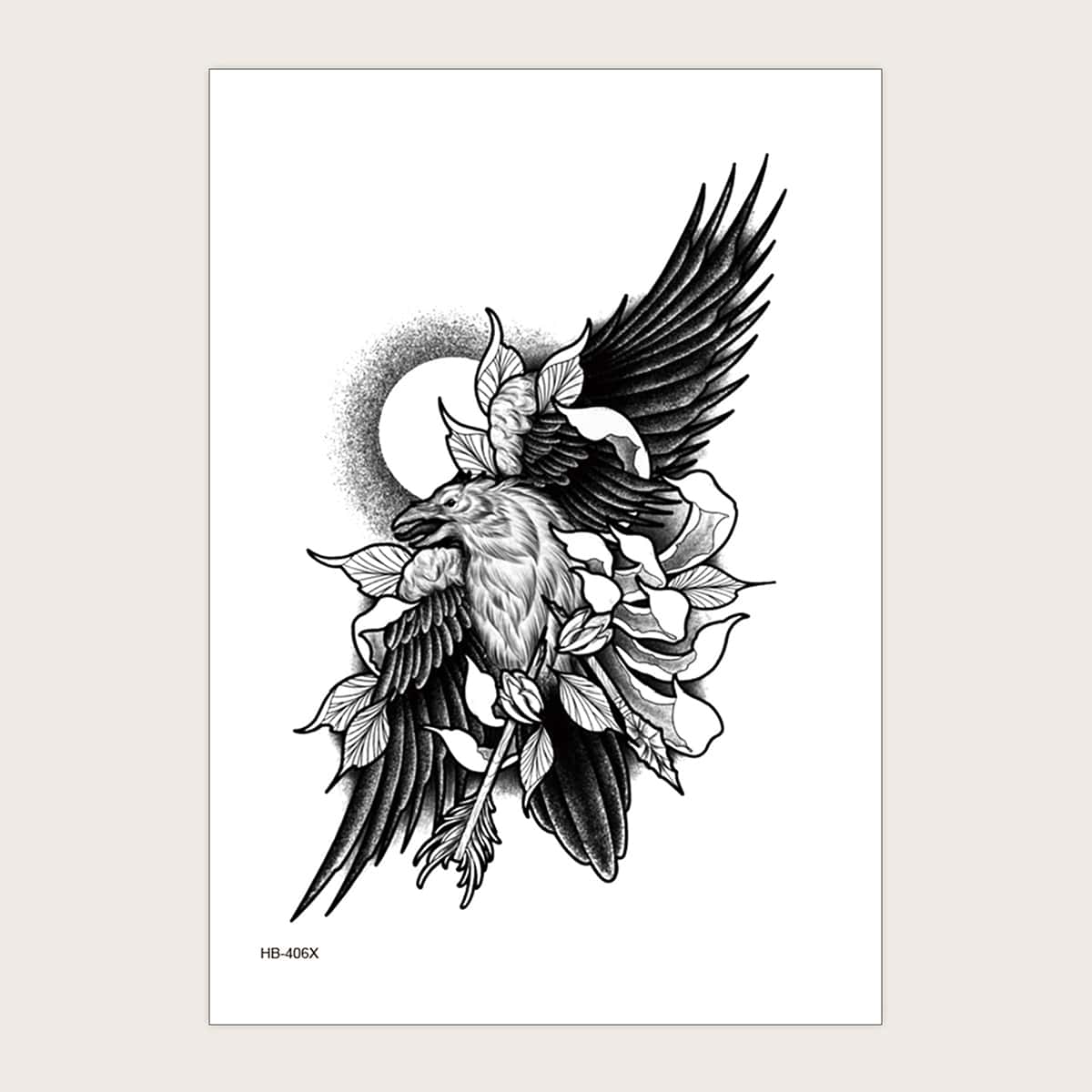 

1sheet Eagle Pattern Tattoo Sticker, Black