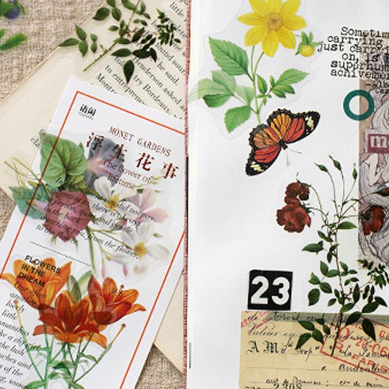 

40pcs Plant Print Random Sticker, Multicolor