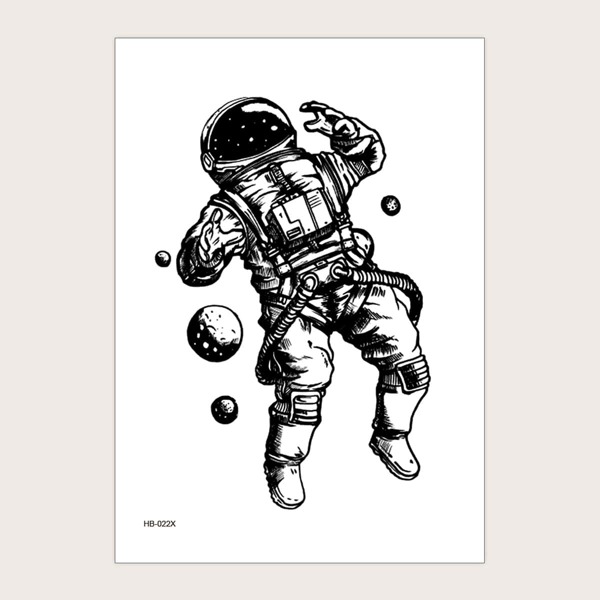 

1sheet Astronaut Pattern Tattoo Sticker, Black