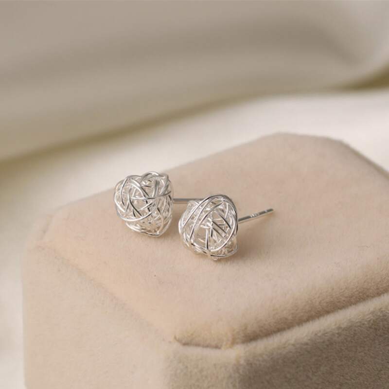 

Hollow Out Stud Earrings, Silver