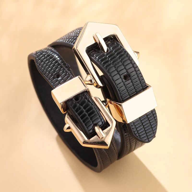 

Metal Buckle PU Bracelet, Black
