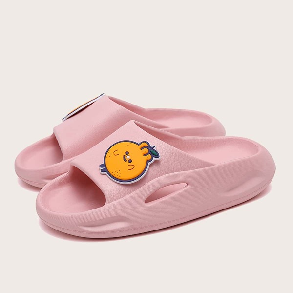 

Girls Cartoon Patch Slippers, Pink