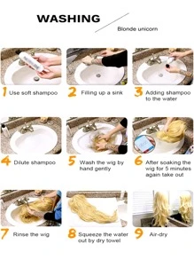 Natural Ombre Long Curly Wig With Bangs - Multicolor - View 5