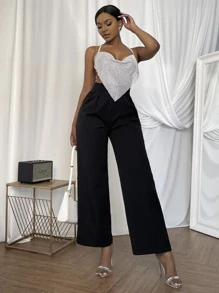 Cowl Neck Bandana Rhinestone Halter Top