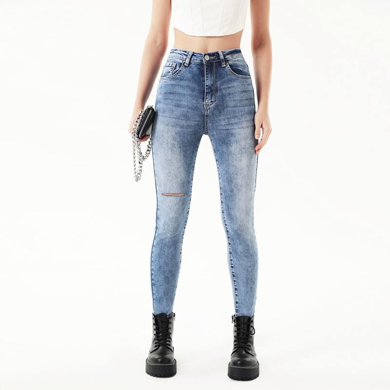 

High Waist Ripped Skinny Jeans, Medium wash