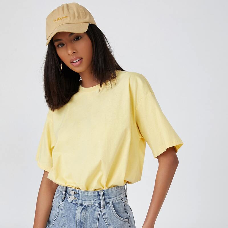 

Drop Shoulder Solid Tee, Yellow