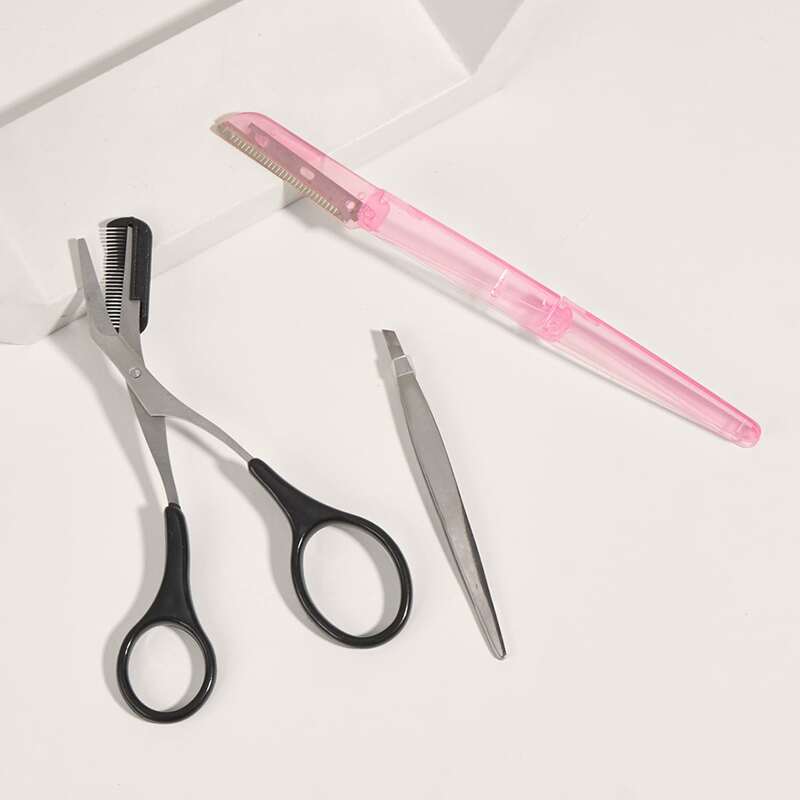 

3pcs Eyebrow Trimming Tool Set, Silver