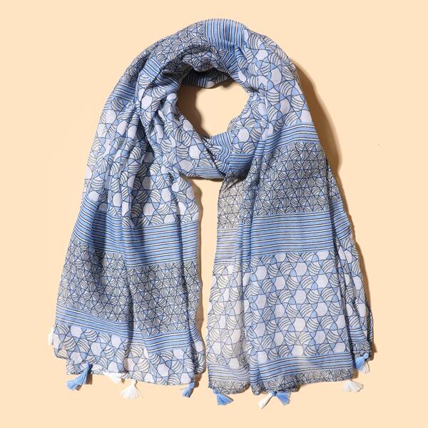 

Geo Raw Hem Scarf, Multicolor