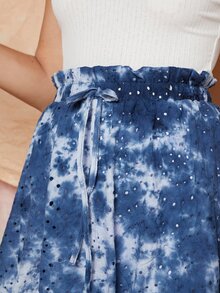 SHEIN VCAY 紙袋腰紮染棉布燒花半身裙