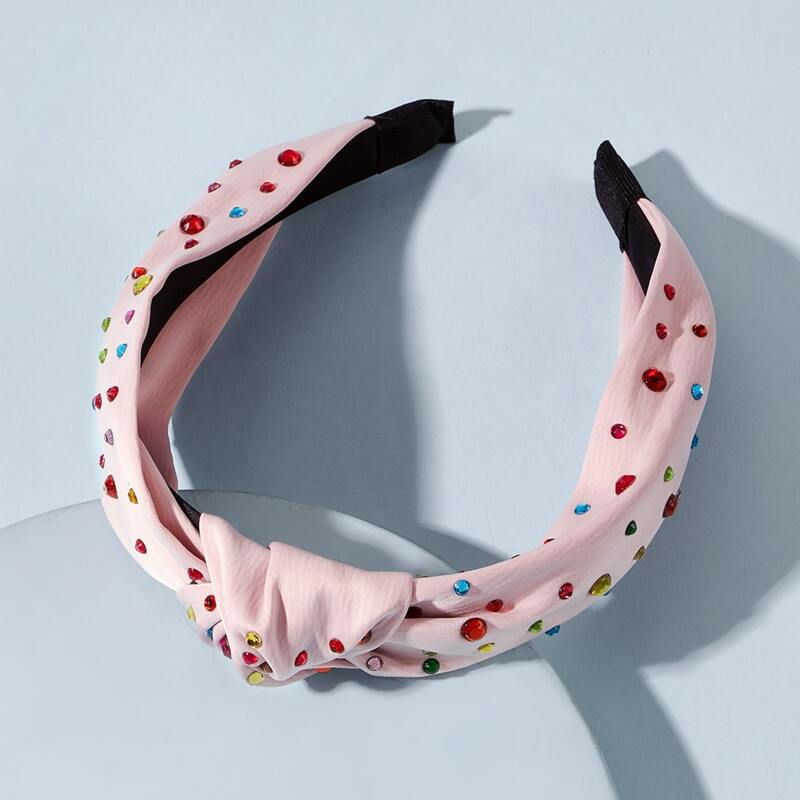 

1pc Rhinestone Knot Headband, Baby pink
