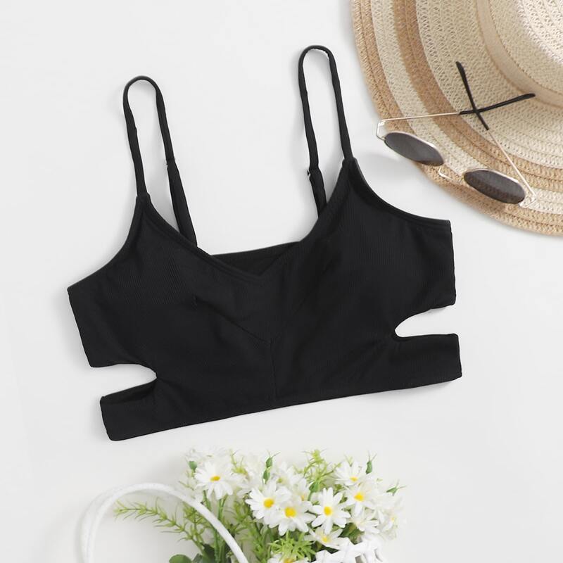 

Cut-out Bikini Top, Black