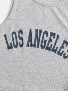 SHEIN EZwear 字母圖案背心上衣 - 淺灰色 - 查看 3