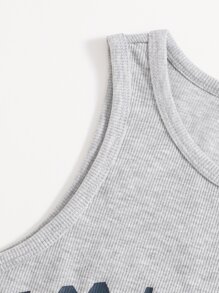 SHEIN EZwear 字母圖案背心上衣 - 淺灰色 - 查看 5