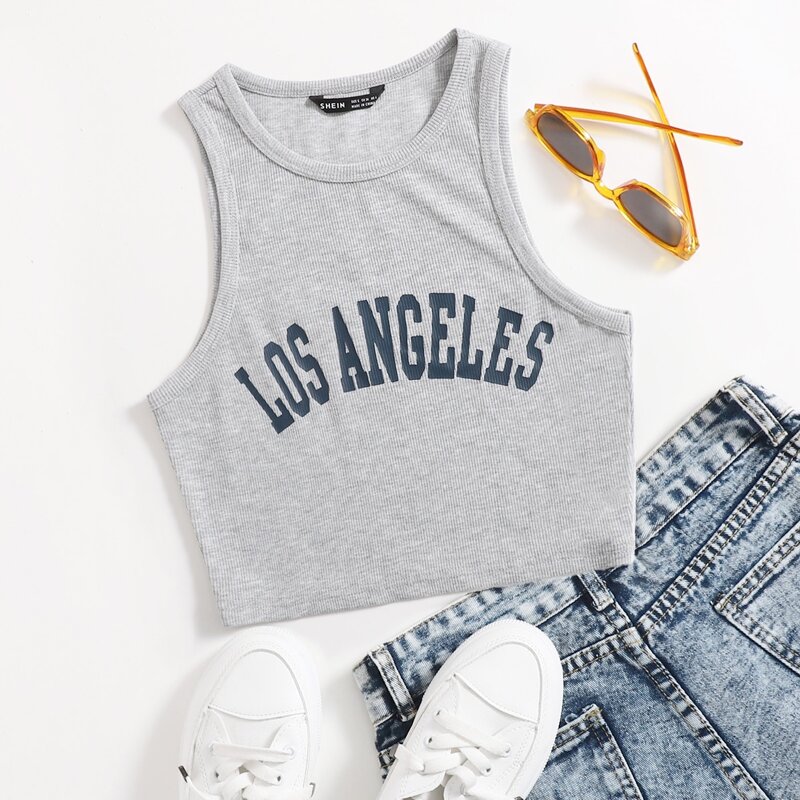 

Letter Graphic Tank Top, Light grey
