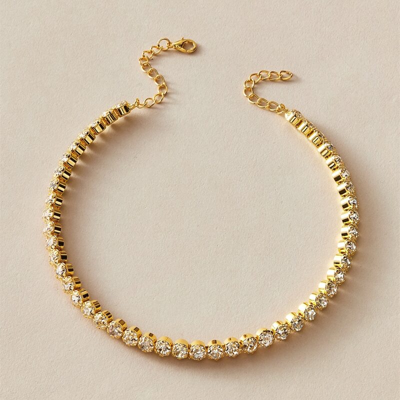 

1pc Rhinestone Choker, Gold
