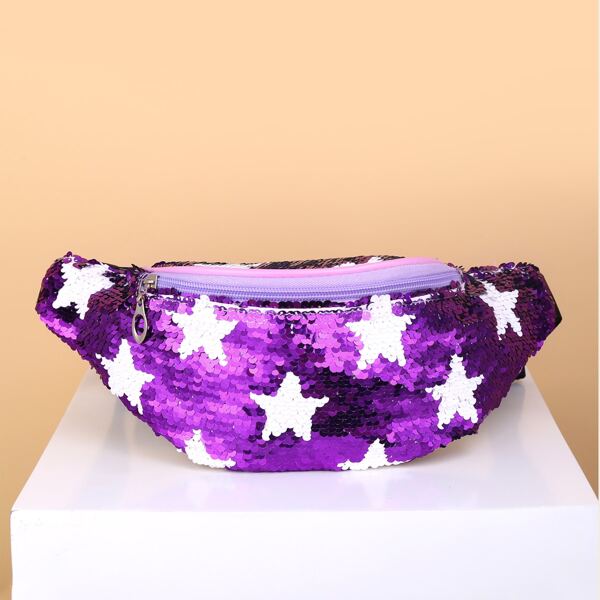 

Star Graphic Sequins Fanny Pack, Purple
