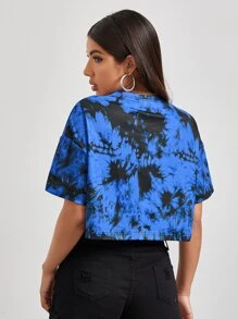 SHEIN Coolane Drop Shoulder Tie Dye Crop Tee - Multicolor - View 2