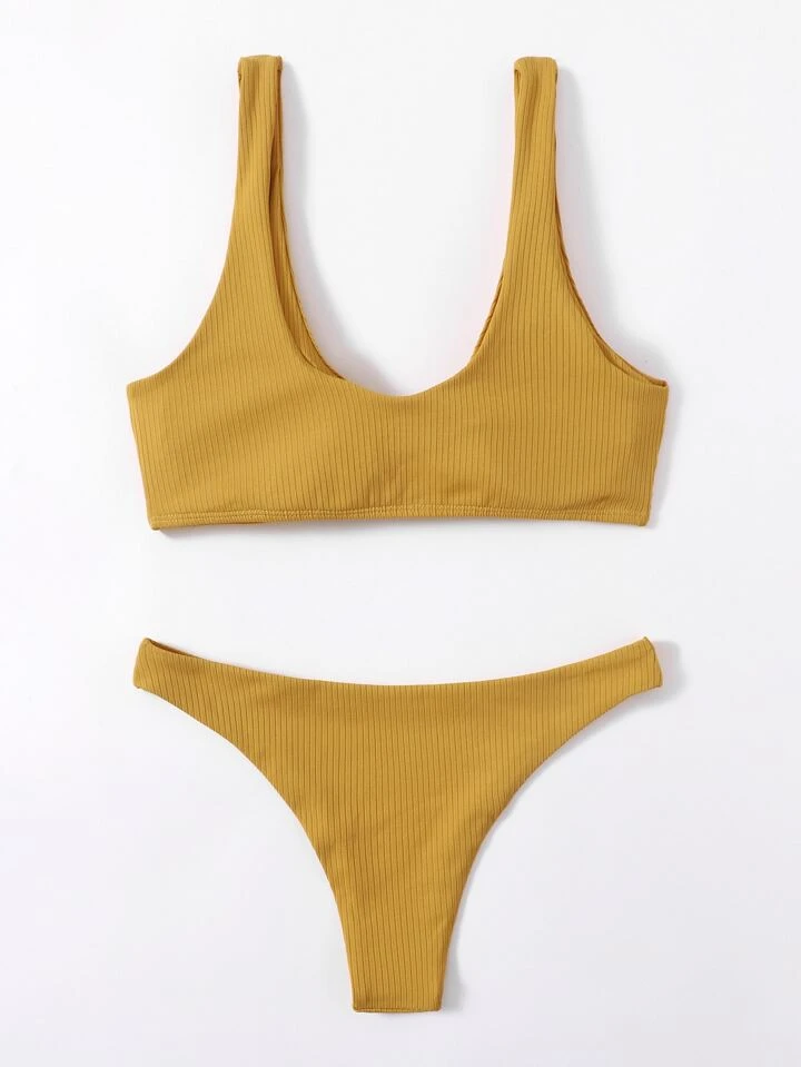 Our Ribbed Knot Front Bikini Set For Summer Beach Vacation is such