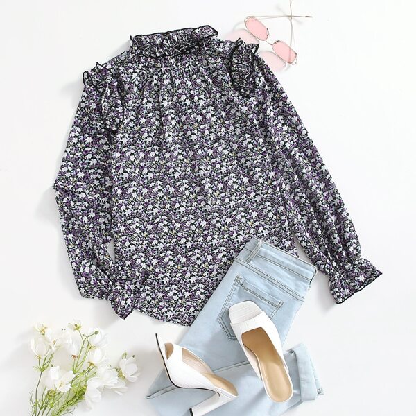 

Frill Trim Ditsy Floral Top, Multicolor