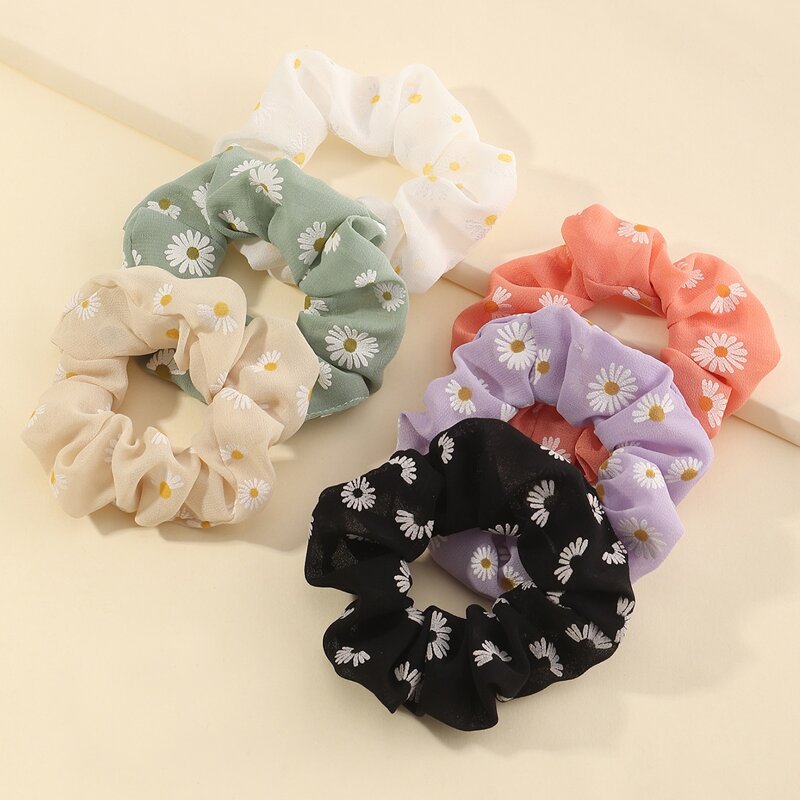 

6pcs Daisy Scrunchie, Multicolor