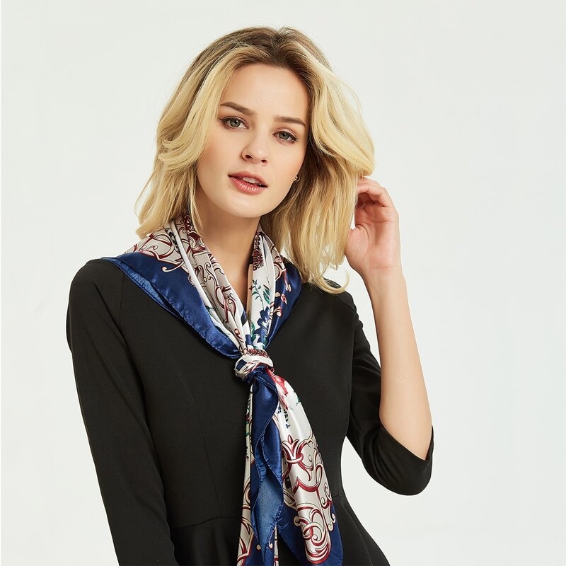 

Flower Print Scarf, Blue