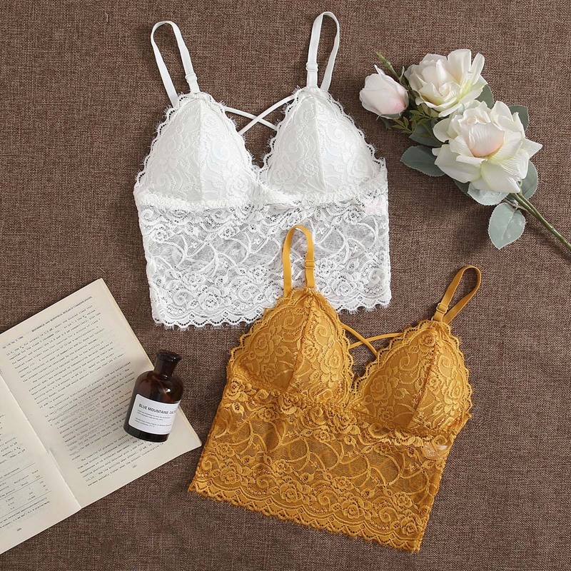

2pack Floral Lace Longline Bralette, Multicolor