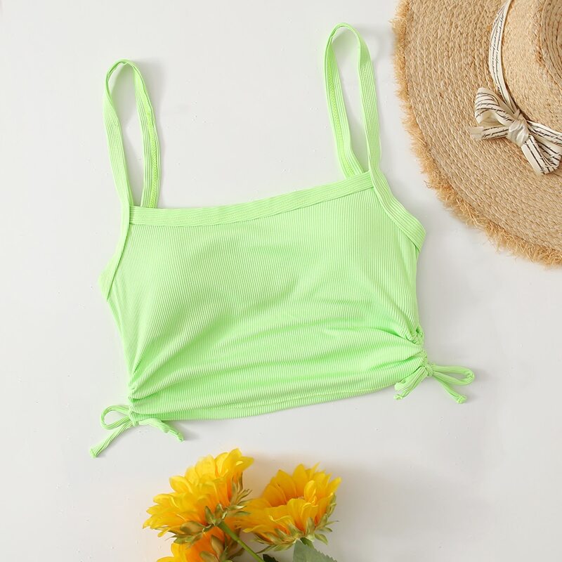 

Drawstring Side Bikini Top, Green