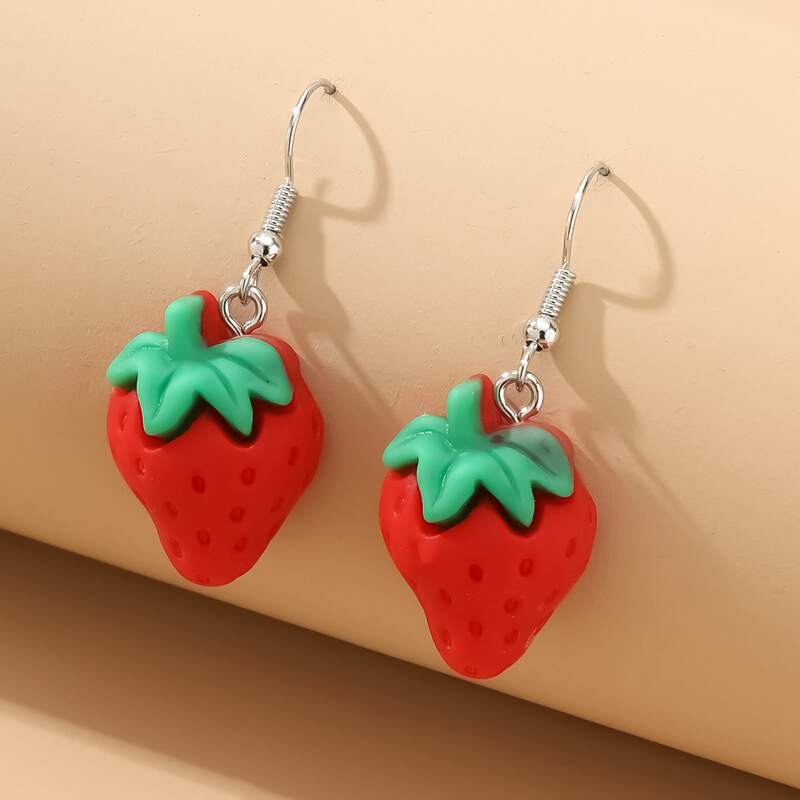 

Strawberry Drop Earrings, Red