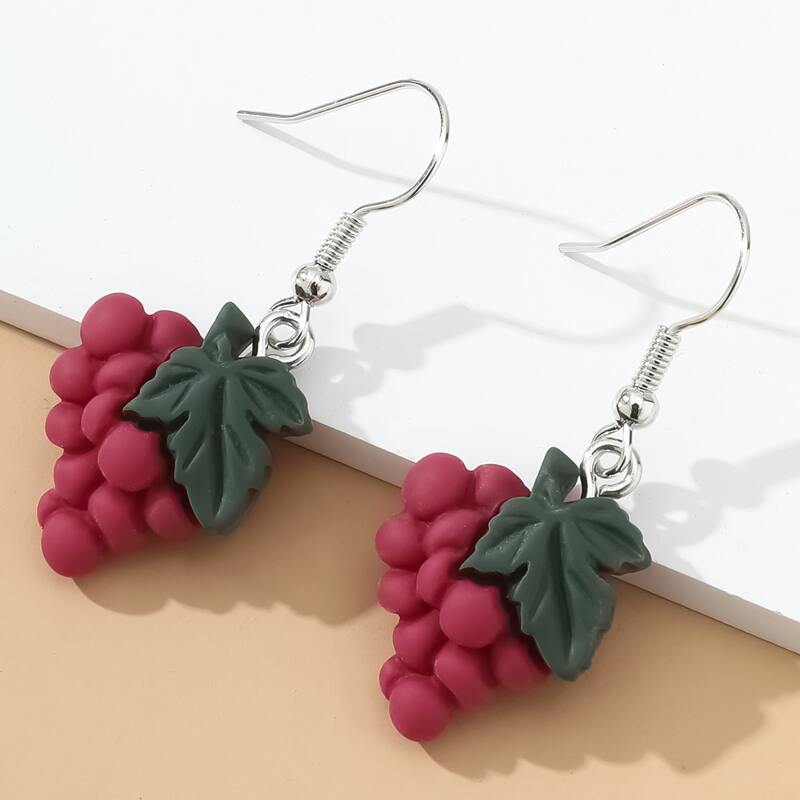 

Grape Drop Earrings, Purple