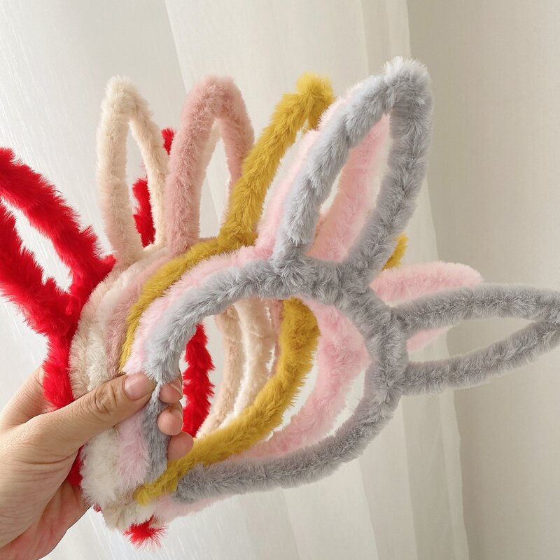 

1pc Random Fluffy Rabbit Ears Headband, Multicolor