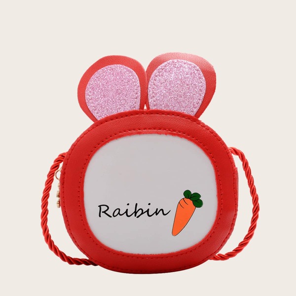 

Girls Letter Graphic Glitter Crossbody Bag, Red