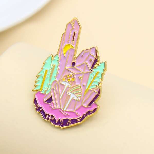 

Mushroom Design Brooch, Multicolor