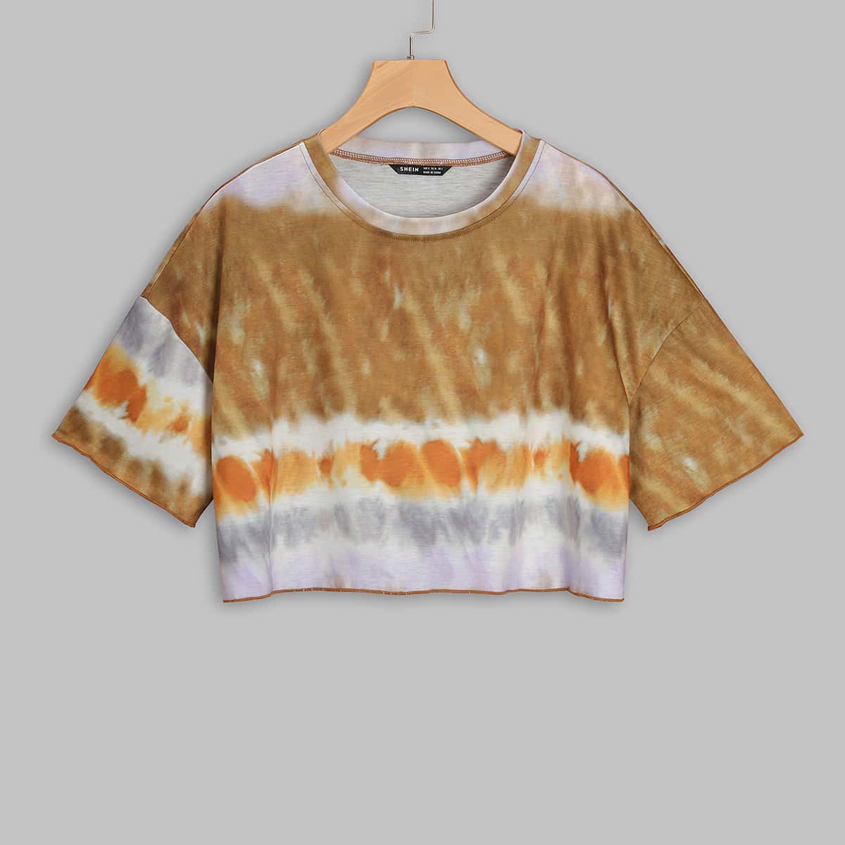 

Tie Dye Drop Shoulder Crop Tee, Multicolor