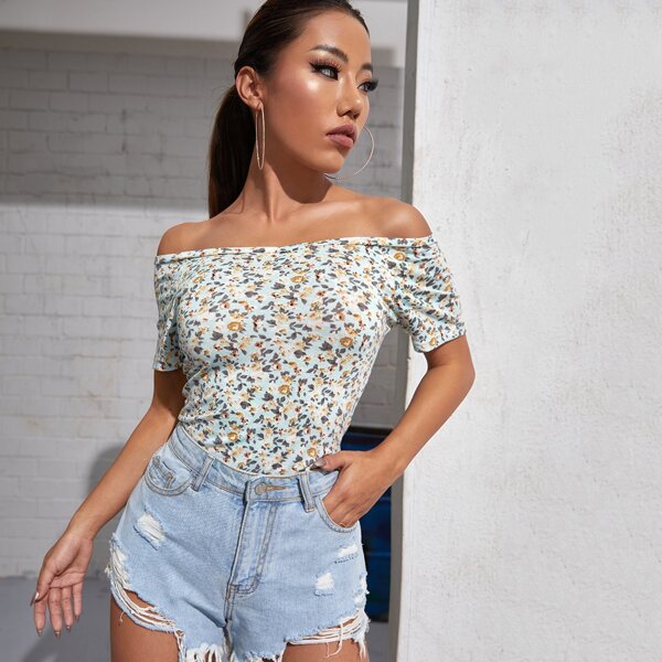 

Floral Off Shoulder Tee, Multicolor