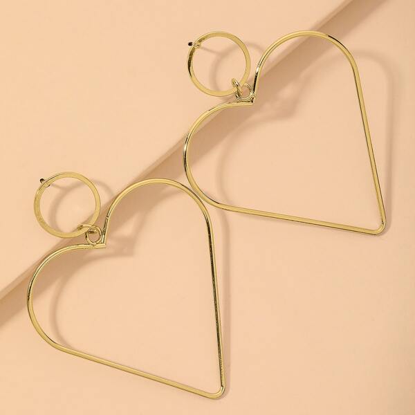 

Heart Design Drop Earrings, Gold