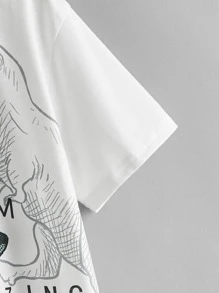 SHEIN 男孩字母和恐龍圖案T恤 - 白色 - 查看 4