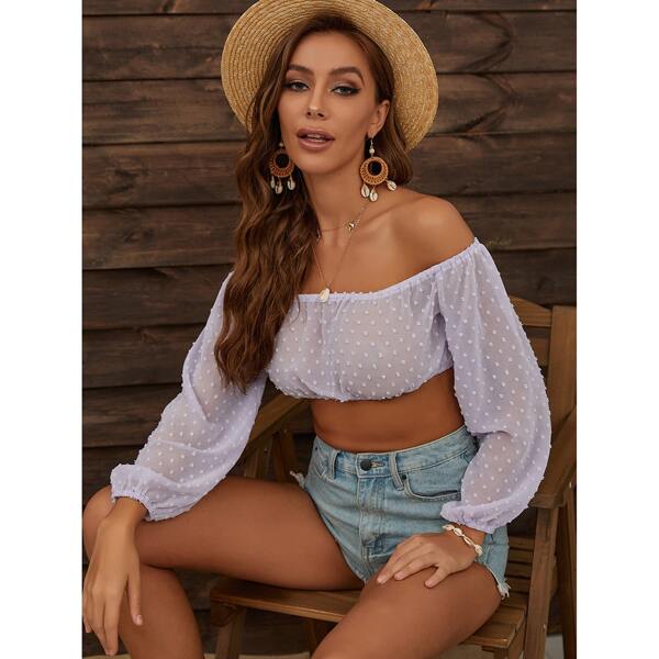 

Sheer Mesh Off Shoulder Cover Up, Mauve purple