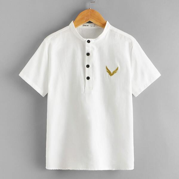 

Boys Graphic Embroidery Shirt, White
