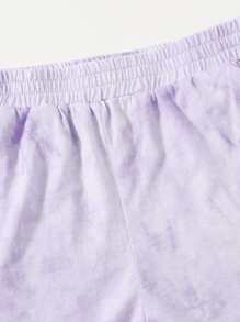 SHEIN Girls Tie Dye Tee & Track Shorts Set - Lilac Purple - View 3